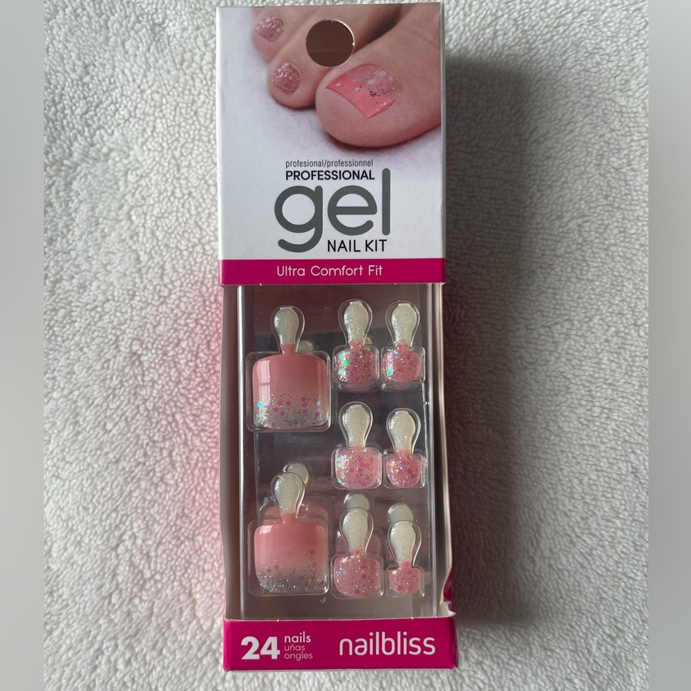 Pink Sparkly Press on Toe Nails